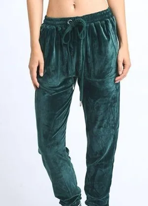 Betty velour jogger drawstring pants Teal Blue thumbnail 1