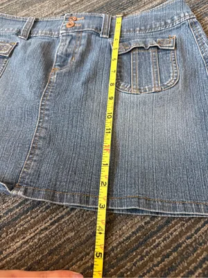 GLO Jeans Y2K Low Rise Denim Mini Skirt Blue 19” Waist 15” Length thumbnail 7
