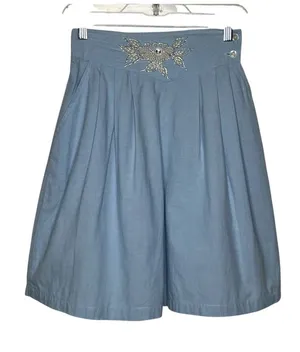 Jane Ashley Sz M High Waisted Pleated Light Blue Shorts Vintage 90’s Y2K V Yoke thumbnail 1