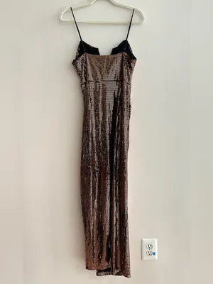 Selfie Leslie Dancing In September Thigh Split Sequin Dress Bronze, Size XL thumbnail 15