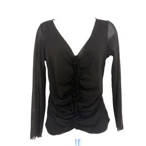 Vtg Y2K Hanky Pany Mesh Ruched Womens Top Sz L Whimsigoth Dark Coquette Sheer thumbnail 2