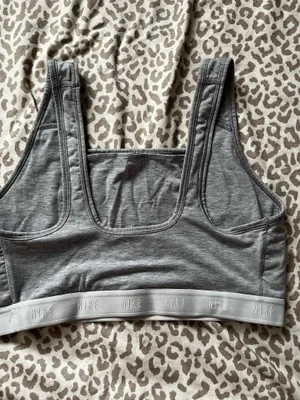 gray Nike Dri-FIT Swoosh Soft Tee Sports Bra thumbnail 2