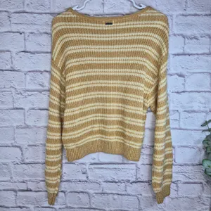 NWT Billabong Light Wave Striped Knit Sweater Gold Beach Boho Coastal Cowgirl S thumbnail 8