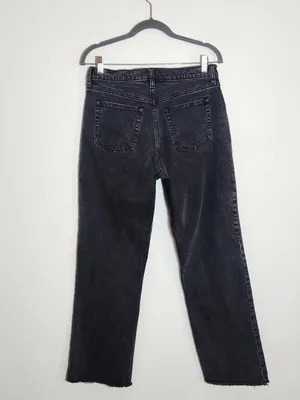 Abercrombie & Fitch Black The Baggy Low Rise Jeans Cut-off Hem Size 27/Size 4 thumbnail 3