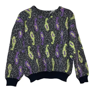 Vintage Miss Jackson's Wool Blend Sweater Small Retro‎ Paisley 80s 90s Pullover thumbnail 1
