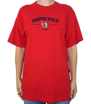 Vintage 90s North Pole Alaska Embroidered Christmas Shirt thumbnail 1