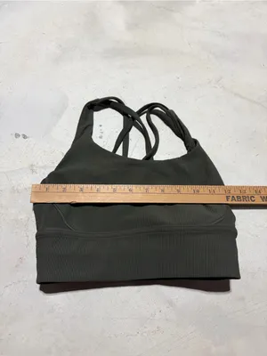 Lululemon energy longline bra Ribbed green olive sports bra 6 thumbnail 4