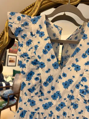 Karlie White Midi Dress with Blue Floral Print thumbnail 2