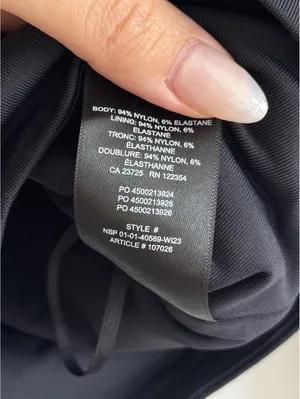 Aritzia Babaton Contour Long Sleeve Square Neck Crop Top Black XS Stretch thumbnail 7