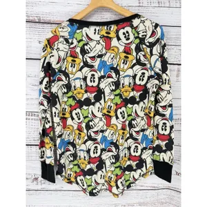 Disney Women’s Long Sleeve‎ Tee Mickey And Friends Pajamas Multicolor Top Size L thumbnail 2