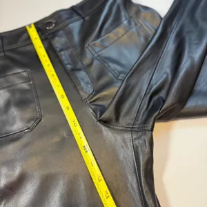Zara Black Faux Leather 8 Pants Wide Leg High Rise Trousers Patch Pockets Chic thumbnail 7