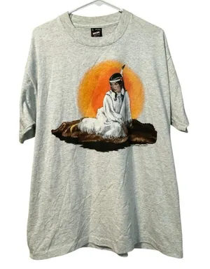 80s Native‎ American Woman New Mexico Pocahontas Style Shirt Size XL Vintage thumbnail 1