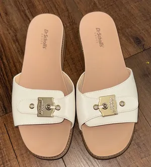 Dr. Scholl's Cream Slide Sandals with Gold Hardware thumbnail 1