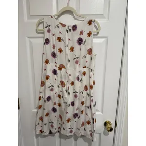 90s Vintage Floral Skort‎ Romper White Purple Sleeveless Rayon PXL thumbnail 5