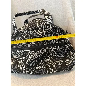 Vera Bradley Quilted Cotton Paisley Handbag Black White Grey Zip Satchel Bag thumbnail 5