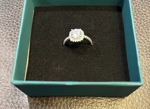Elegant Silver 925 Ring with Clear Gemstone box for display only thumbnail 1
