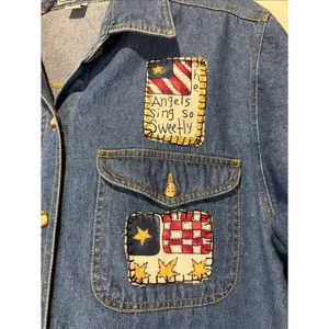 Miss Juli Vintage Button Down USA Angels Teacher Denim Chambray Shirt Size M thumbnail 5