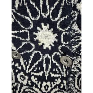 Free People Mandella‎ Intarsia Cardigan Knit Jacket Black/White Women's Size Lg thumbnail 10
