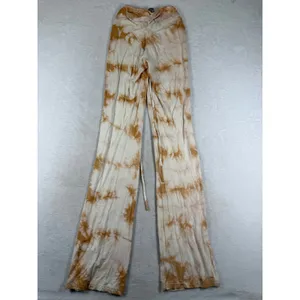 I.AM.GIA Tan White Tie Dye Ruched V-Waist Wide Leg Flare Pants XS thumbnail 8