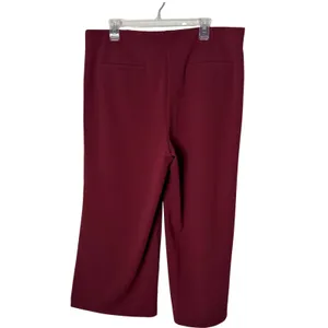 Loft Wide Leg Pull On Crop Stretch Pants Womens XL Burgundy Casual Office thumbnail 3