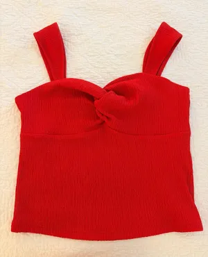 Primark Red Knot Front Ribbed Tank Top thumbnail 1
