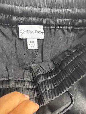 The Drop Black Satin Pull-On Elastic Waistband Drawstring Shorts thumbnail 4