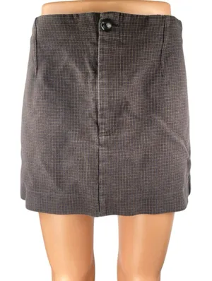 Zara Women's Brown Plaid Checkered Mini Straight Pencil Cargo Denim Jean Skirt M thumbnail 1