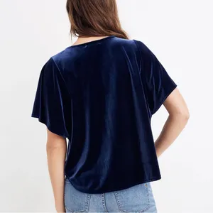 Madewell Velvet Butterfly Top Shortsleeve Fairy Whimsigoth Grunge in Deep Navy M thumbnail 2