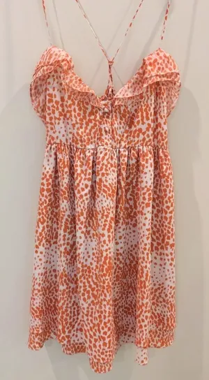 Orange Patterned Mini Sun Dress, size Large thumbnail 1