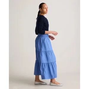 Quince 100% Organic Cotton Poplin Tiered Maxi Skirt True Blue Size M thumbnail 2