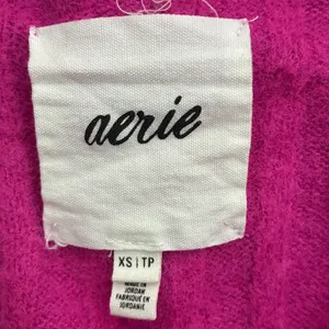Aerie Ribbed Knit Pullover Magenta Pink Split Cuff Relaxed Sweater Size XS thumbnail 6