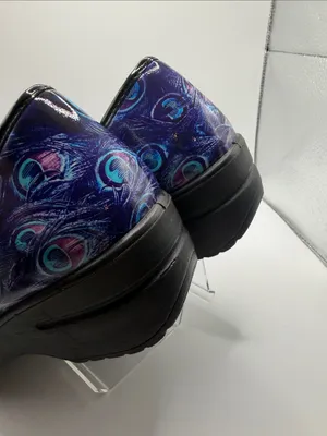 Easy Works by Easy Street Purple Peacock Print Clogs Slip Resistant Size thumbnail 4