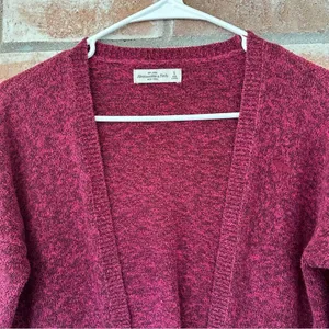 Abercrombie Fitch Open Front Knit Cardigan Women’s Small Berry Pink Long Sleeve thumbnail 2