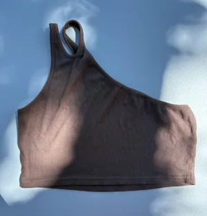 Brown asymmetrical Cider crop top thumbnail 1