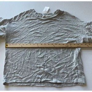 Vere &‎ Love Gray Cropped Long Sleeve Casual T-Shirt with Ruffle Details L thumbnail 4