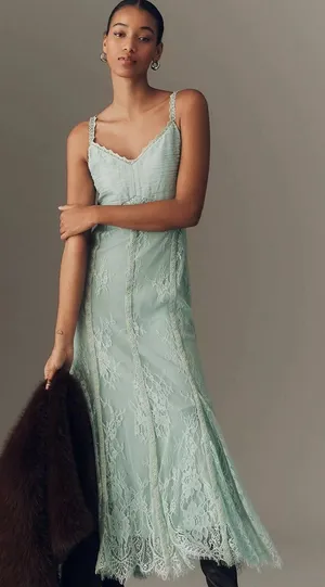 Anthropologie Bl-nk Rosnella Sleeveless Sweetheart Lace Midi Dress Fairy New thumbnail 1