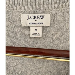 J.Crew Women's Extra-Soft Heather Gray Collared V-Neck Polo Sweater Sz S NWOT thumbnail 8