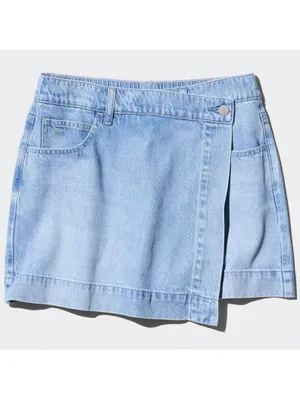 Uniqlo Drapey Denim Skort Light Blue Wash NWT XS thumbnail 3