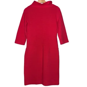 Boden Womens Size 4 Strawberry Red Pink Ribbed Cotton Knit Pocketed Sheath Dress thumbnail 2
