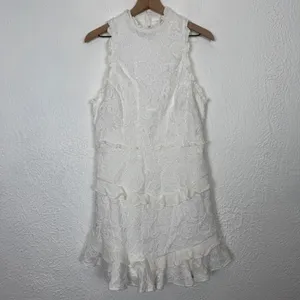 Selfie Leslie Osiris Sleeveless High Neck Lace Dress White Size XL NWT thumbnail 3