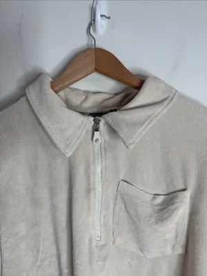 Asos Design 1/2 Zip Crop French Terry Towel Fabric Lounge Sweatshirt size 10 thumbnail 3