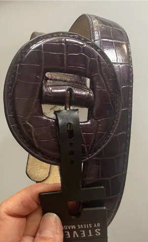 Steve Madden Croc-Embossed Wide Belt in Dark Purple Plum NWT Small 4-6 Y2K thumbnail 1