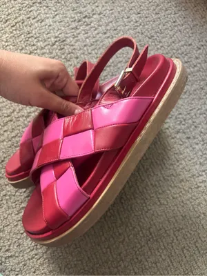 Alohas Marshmallow Scacchi sandals in pink and red checkered print thumbnail 5