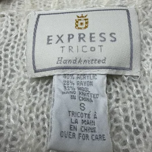 VTG Express Tricot Womens Size‎ S Handknit Mohair Wool Cable Knit Sweater Ivory thumbnail 8