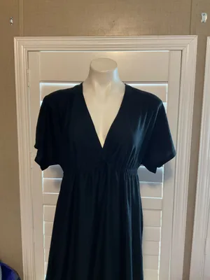 Swimsuit Black Dress with White Leaves thumbnail 2
