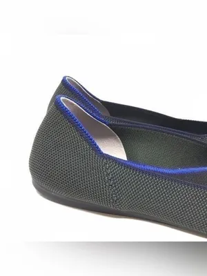 Rothy's The Square Highland Knit Cap Toe‎ Ballet Flats Size 7.5 Navy Blue Green thumbnail 8