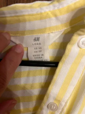 H&M Yellow and White Striped Midi Shirt Dress thumbnail 2