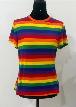 Rainbow Stripe Short Sleeve Tee - Multicolor thumbnail 1