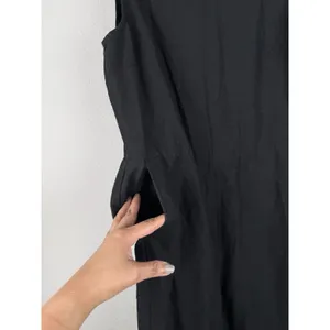 Loft Women's Jumpsuit Black‎ Linen Blend Sleeveless Wide Straight Pockets Size 8 thumbnail 4
