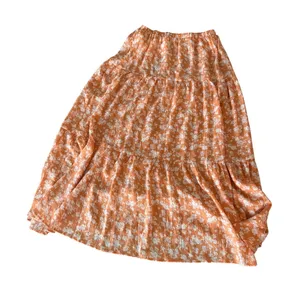 Lulus Orange Floral Tiered Maxi Skirt Womens Size Medium NWT Boho Elastic Waist thumbnail 1